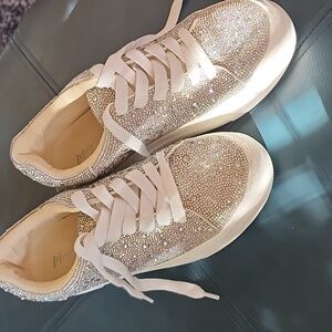 Betsey Johnson Silver Glitter Sneakers